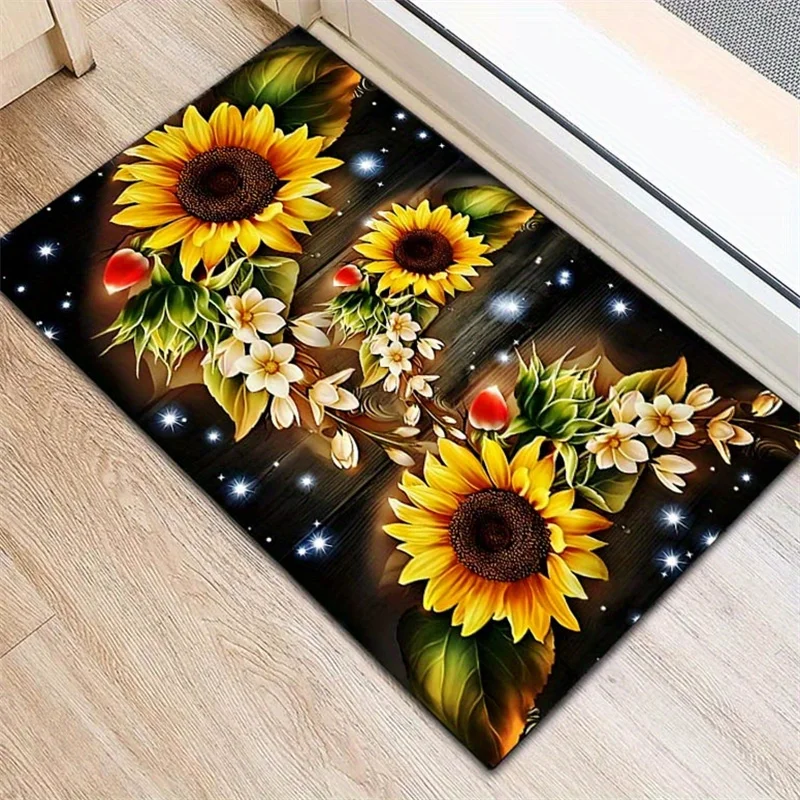 

Non-Slip Beautiful Sunflower Flower Pattern Printed Area Rug, for Office, Living Room, Kitchen, Bedroom and Garden, Cool Gift