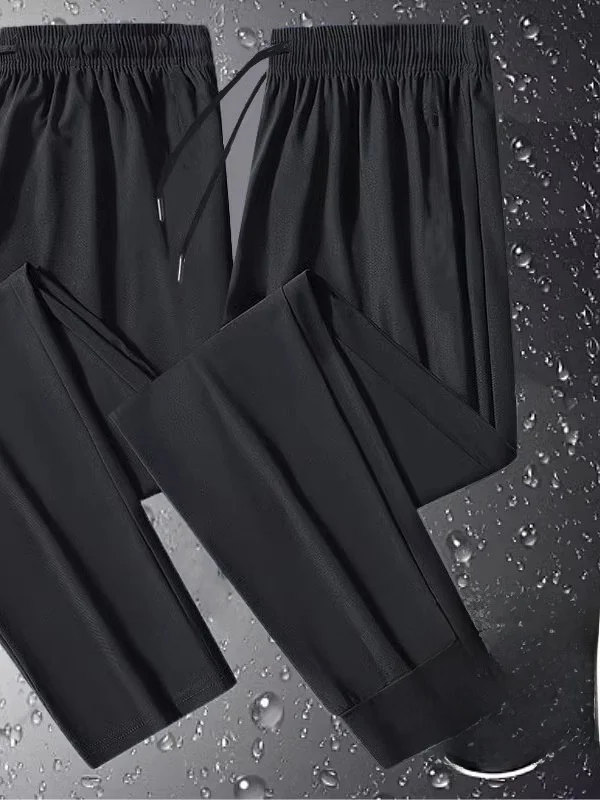 High-Quality Ice Silk Sports Pants Women's Summer 2025 New Loose Straight Leg Casual Black Quick-Drying Pants Korean Style