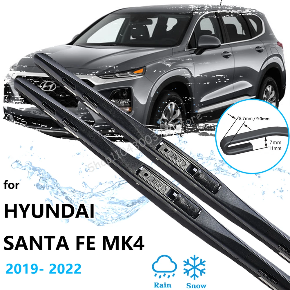 

For Hyundai Santa Fe Classic MK4 TM 2019 2020 2021 2022 Accessories Auto Front Rear Wiper Blades Set Arm Rubber Cleaning Parts