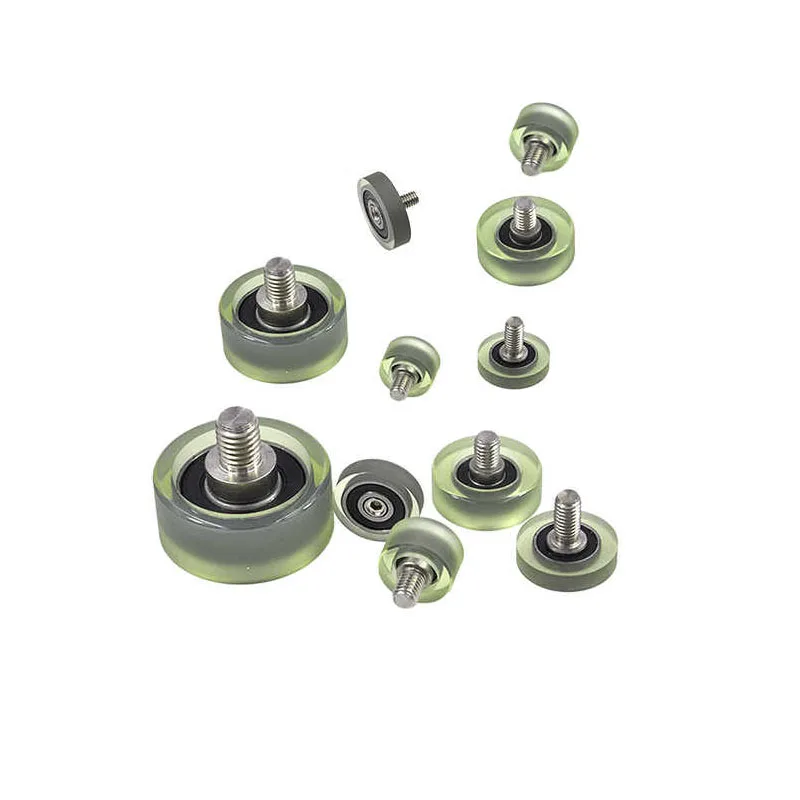 External Thread Polyurethane Coated Bearing PU Roller Stainless Steel Stud Guide Wheel M3/M4/M5/M6/M8/M10/M12