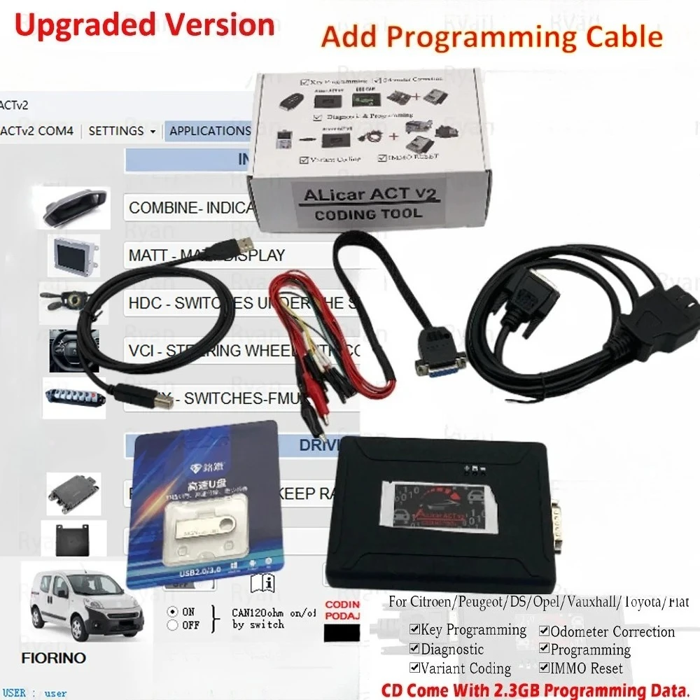 Super ACT V2 Auto Diagnostic Coding and ECU Programming Tool For Citroen DS FIAT For OPEL Peugeot Toyota Vauxhall