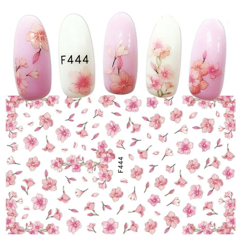 10 PCs Nail Sticker Set Summer Water Decal Nail Art Ink Flowers Leaves Graffiti Slider for Nail Decoration Foils Tattoo image 3