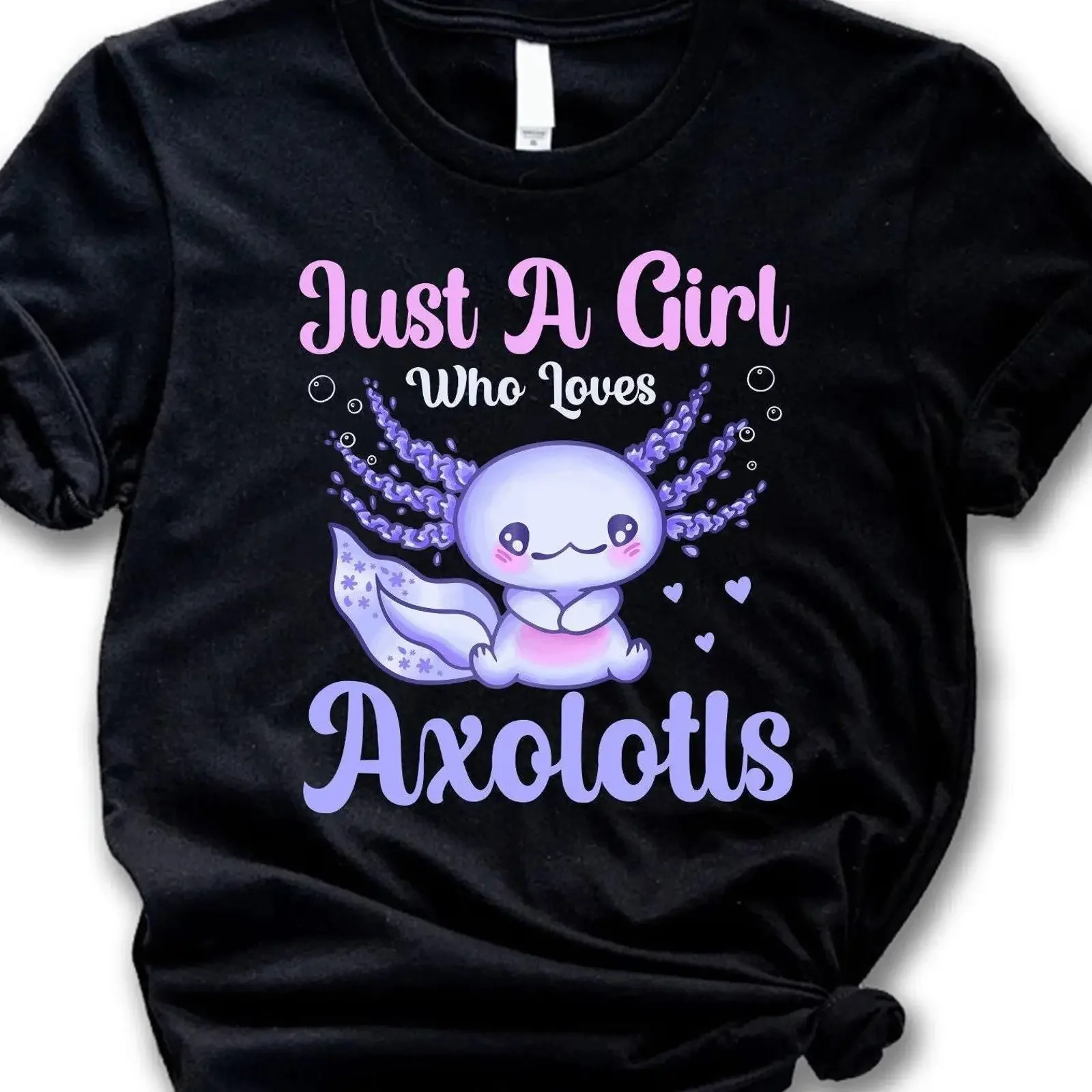 Axolotl Lover Girl's T Shirt Cute Salamander Pet vintage Washed designer clothes Casual Breathable Stylish Stretched Unisex