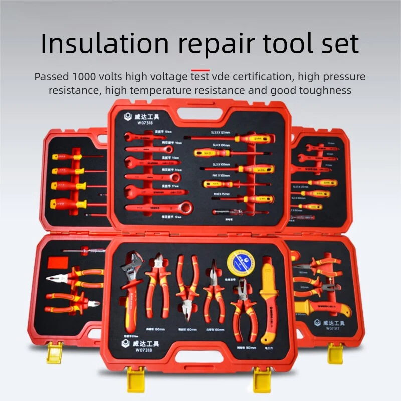 VDE Insulated 1000V Stainless Steel Hand Operated OEM Tool Set Includes Pliers and Screwdrivers