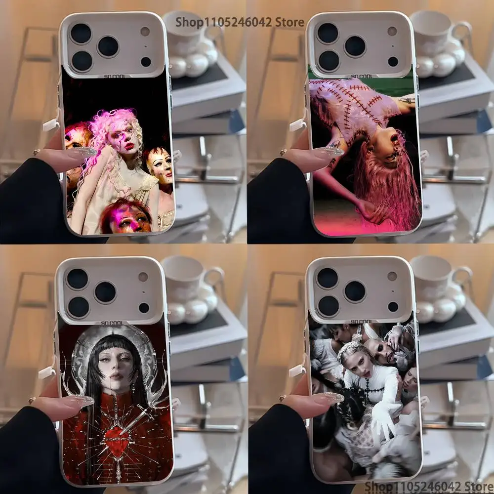 

L-LADY-s MAYHEM G-GAGA For iPhone 17,16,15,14,13,12,11,Mini,Pro,E,SE4,XS,MAX White Shockproof Candy Matte Cover