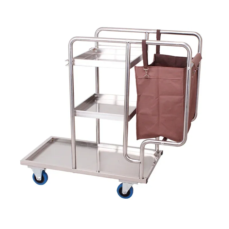 Cleaning Car Cleaning Car Stainless Steel Multi-function Trolley Property Cleaning Tools  Hotel Linen Cart