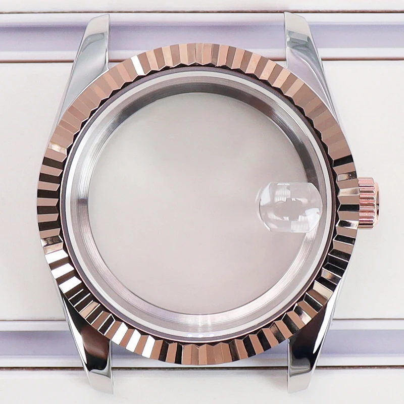 

36mm 39mm Replace watch accessories For Seiko Nh35 Nh36 Nh38/34 4R36 Miyota8215 Fluted Watch Silver Rose Gold Case Sapphire Glas