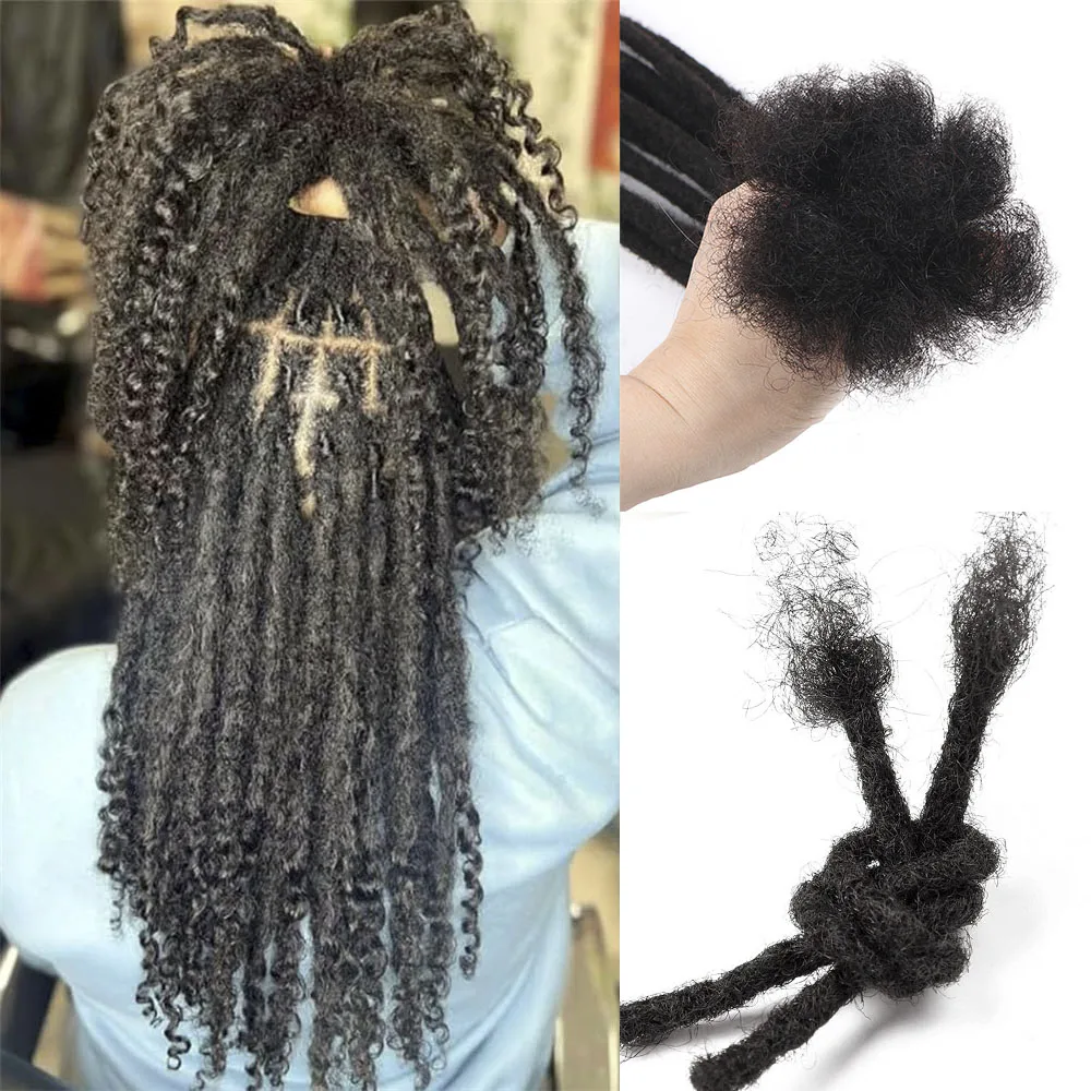 Dreadlock Extensions Real Human Hair For Man/Women Permanent Loc Extensions 60 Strands 6-14 Inch Brazilian Dreadlock