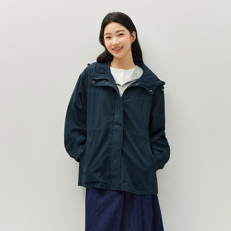 Women's Retro Denim Jacket - Casual Loose Fit with Cinched Waist