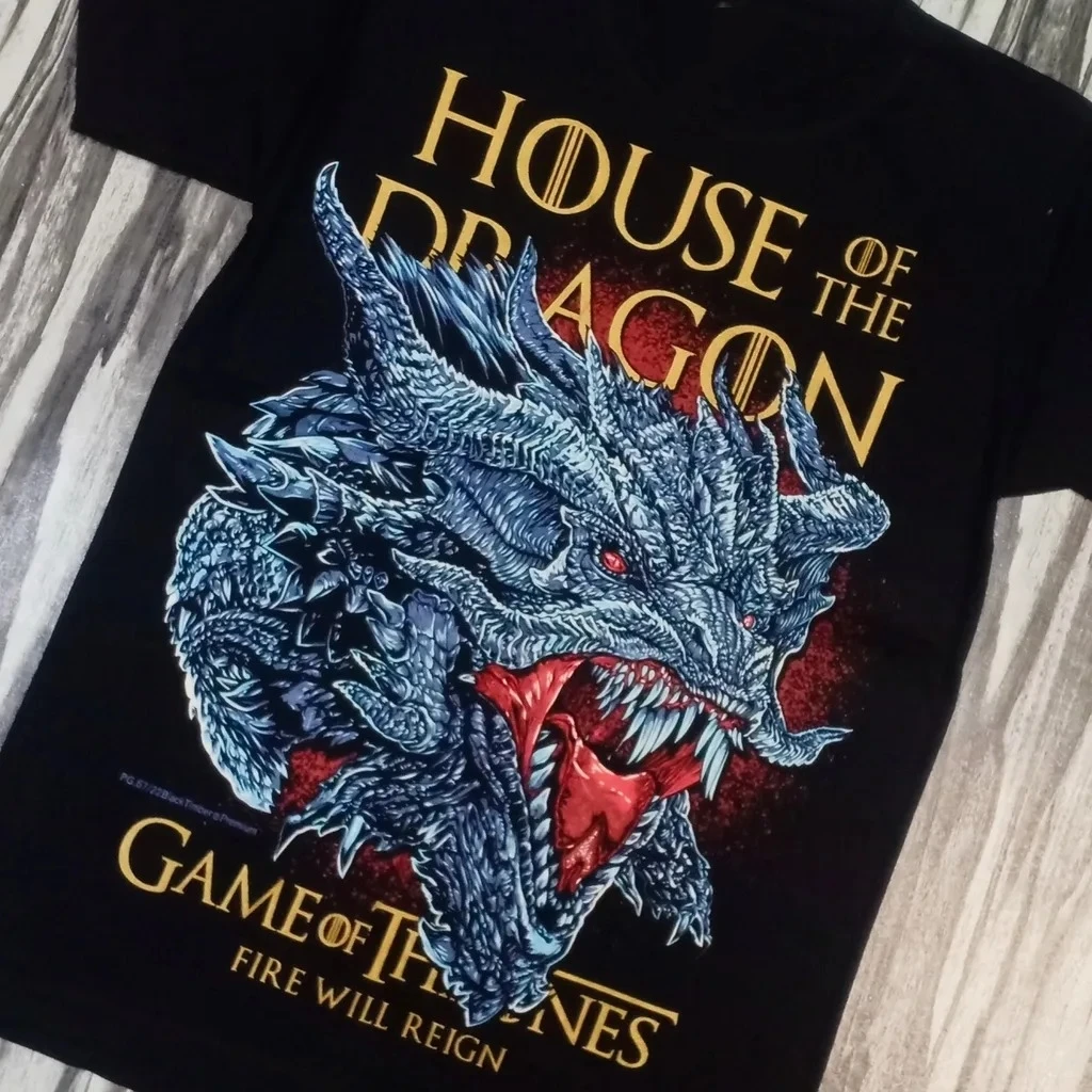 House of The Dragon Game of Thrones Fire Will Reign Graphic T-Shirt Cotton Men Women Streetwear Tee