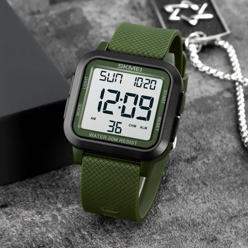 Imagen 2 del producto Relojes deportivos SKMEI con pantalla de luz trasera y cuenta atrás para hombres y mujeres, cronómetro Digital, reloj de pulsera con alarma y fecha resistente al agua, reloj para hombre