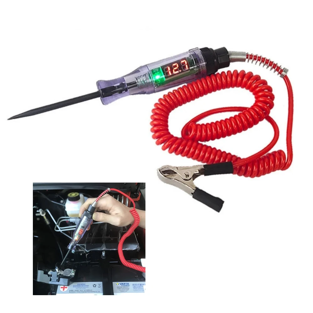 

6-24 В цифровой дисплей автомобильный грузовик тестер цепи напряжения зонд ручка лампочка диагностический инструмент аксессуары для ремонта автомобильных цепей