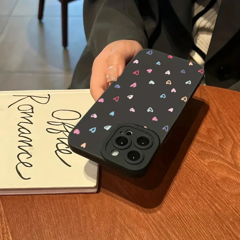 Colorful Small Love Heart Silicone Soft Phone Case For iPhone 15 16 17 Pro Max 11 12 13 14 XS XR X 7 8 Plus 16E Shockproof Cover - náhled 4