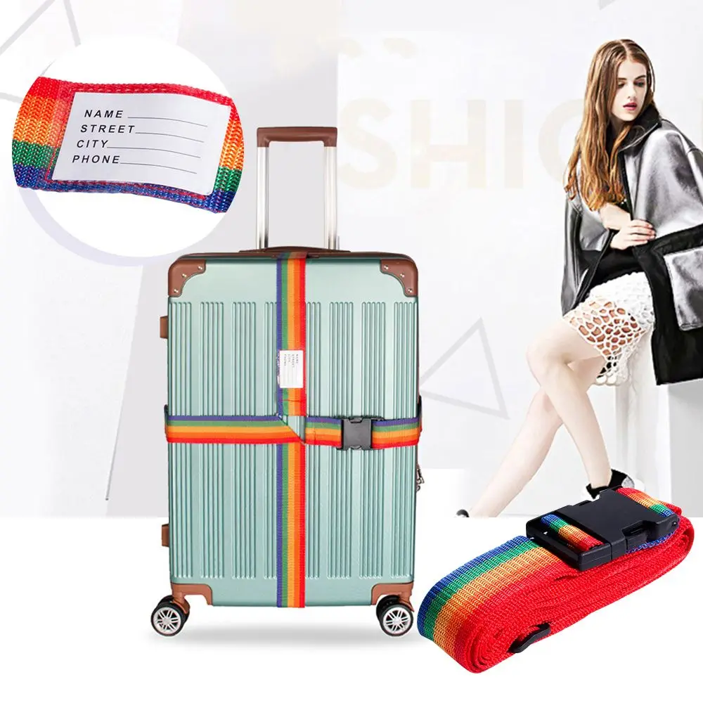 Adjustable Name Sticker Cross Strap Travel Suitcase Accessories Luggage Buckle Strap Packing Belt Baggage Belts