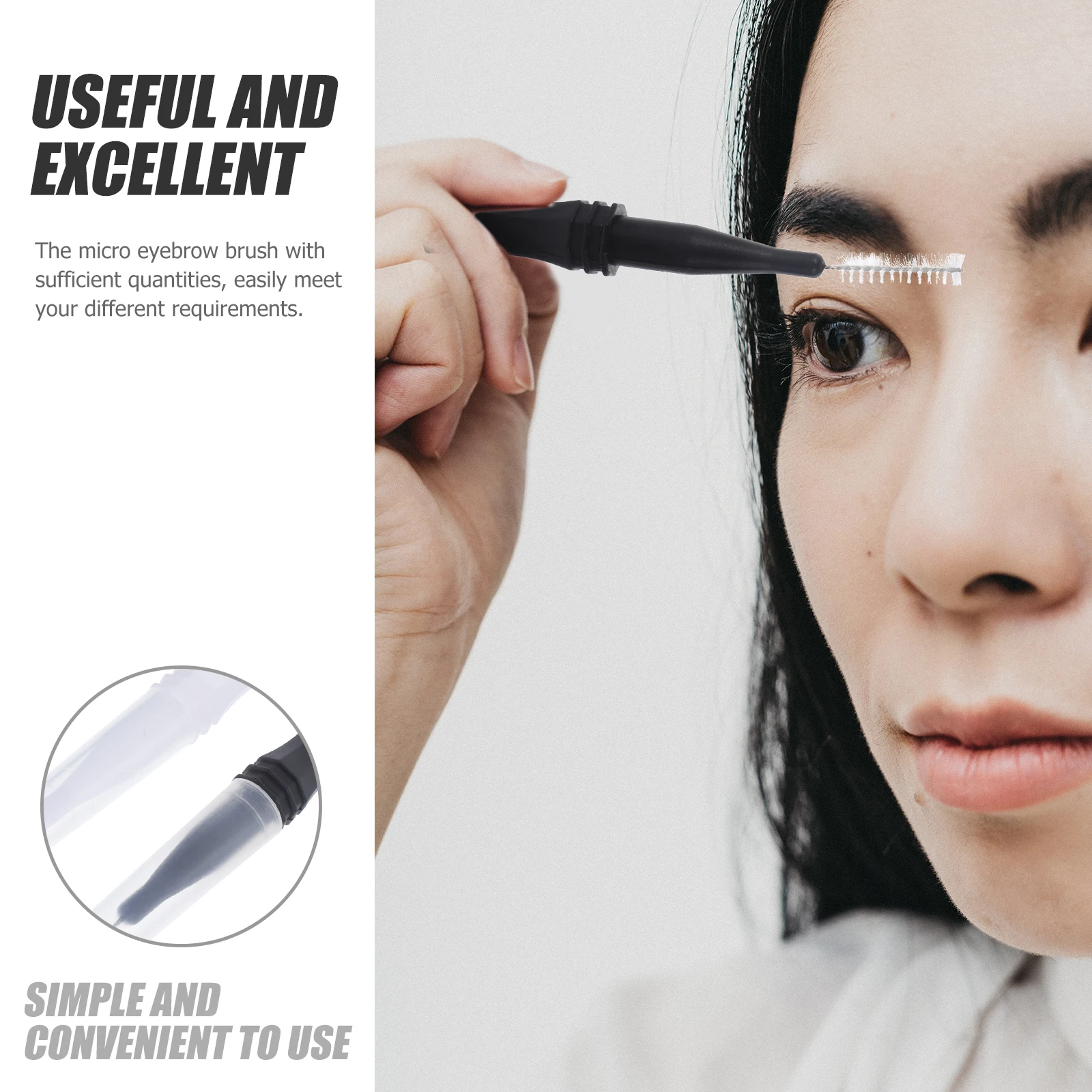 

60 pcs Eyebrow Brush Lamination Tool Brushes Black White Each Lightweight Portable Makeup Spoolies