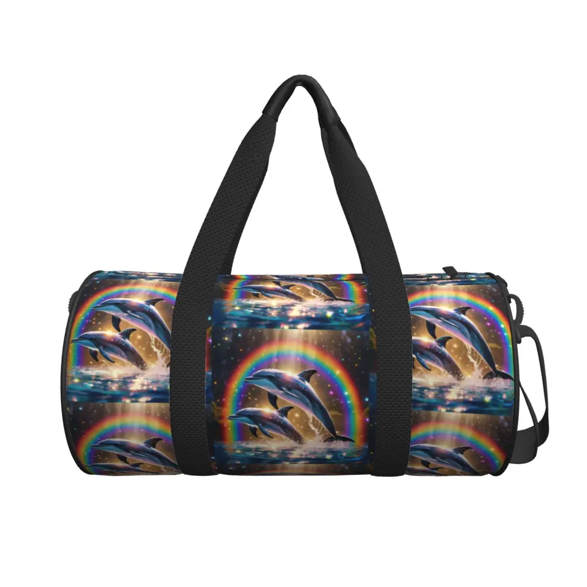 Sunset Dolphins Dancers Sea Creature Dolphin Large Duffle Gym Bag Multi-Functional Duffle Travel Bags Handbags Fitness bag