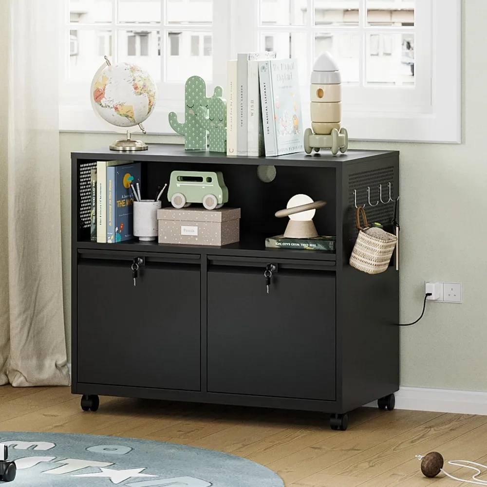 

Мобильный шкаф для документов с двумя ящиками и замком, металлическая боковая подставка для принтера, шкафы для хранения документов с полками для домашнего офиса