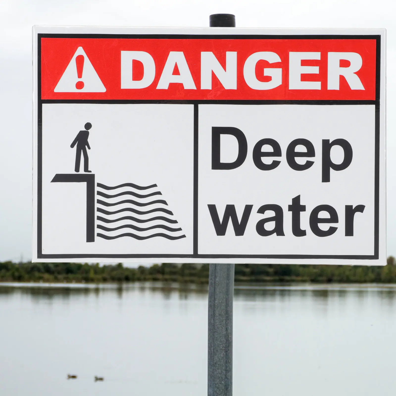 Deep Water Danger Sign Aluminum Material Dangerous Zone Outdoor Warning Safety Caution Sign for Construction