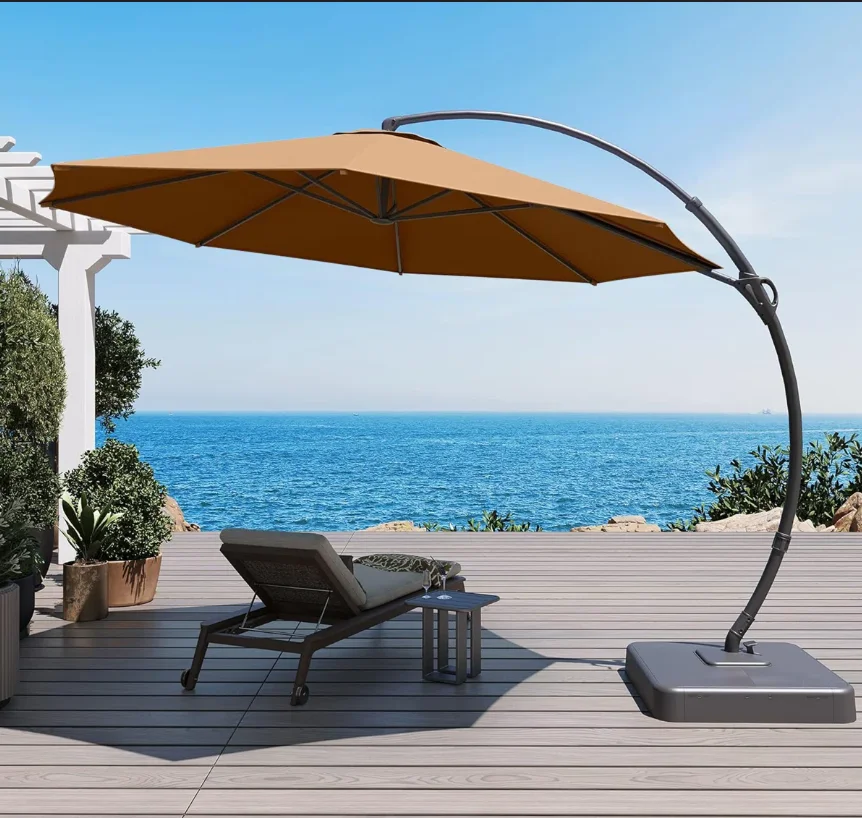 ！@Sun Protective Waterproof Large Cantilever Banana Umbrella Patio Pool Leisure Large Sunshade Umbrella