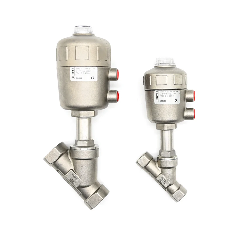 JTAIV 2/2 Way Piston Operated valve Water Air Oil Double Acting Pneumatic threaded angle seat valve Stainless steel valve