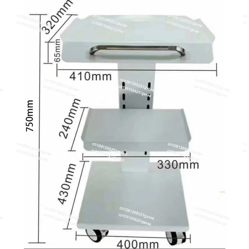 NEW Dental Trolley 3 Shelves Metal Mobile Medical Tool Cart Built-in Socket.