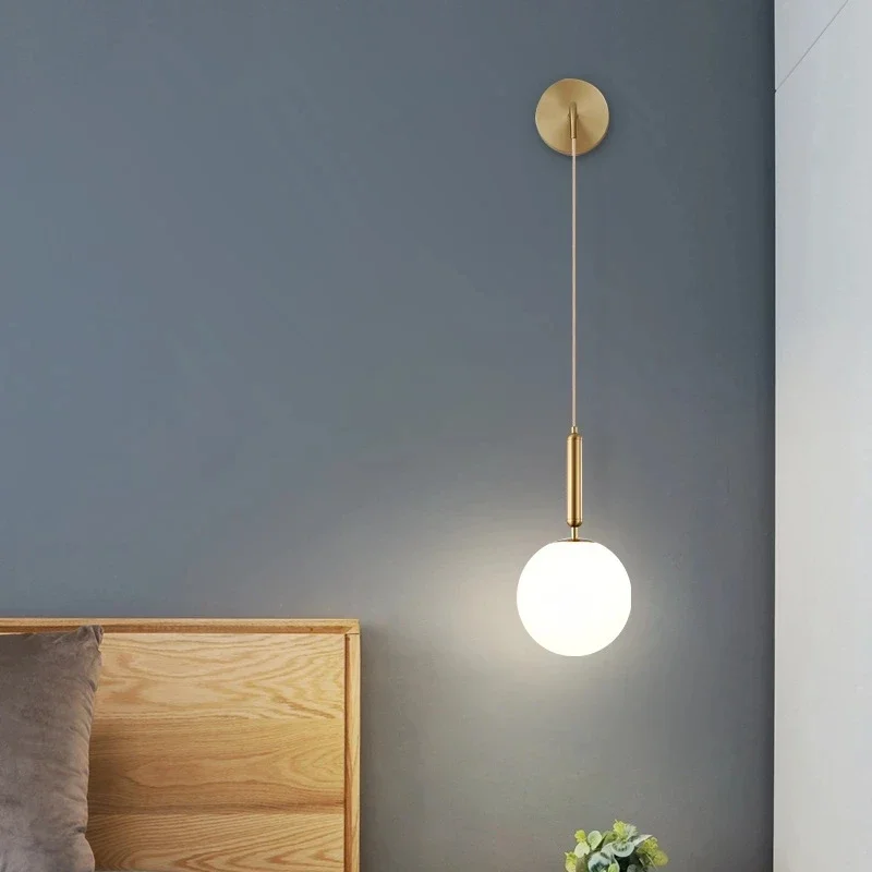 luzes de parede led minimalista bola branca luzes de cabeceira lampadas de parede quarto pingente luzes sala estar decoracao arandelas de parede lampada do corredor 01