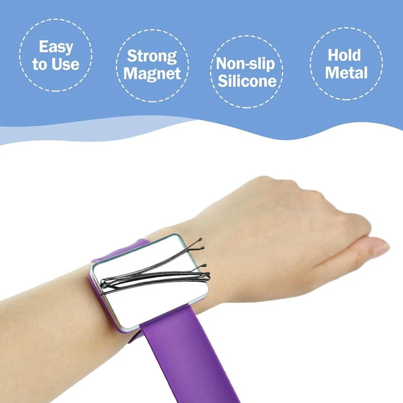 AB15-3 PCS Magnetic Pin Cushion Wrist, Magnetic Sewing Pincushion, Magnetic Pin Holder Wristband For Sewing Braiding