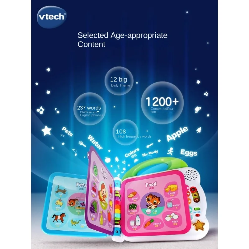 Vtech-子供向けの英語の啓発マシン,100語,早期学習玩具,読書ポイント,ベビーポイント,オーディオブック