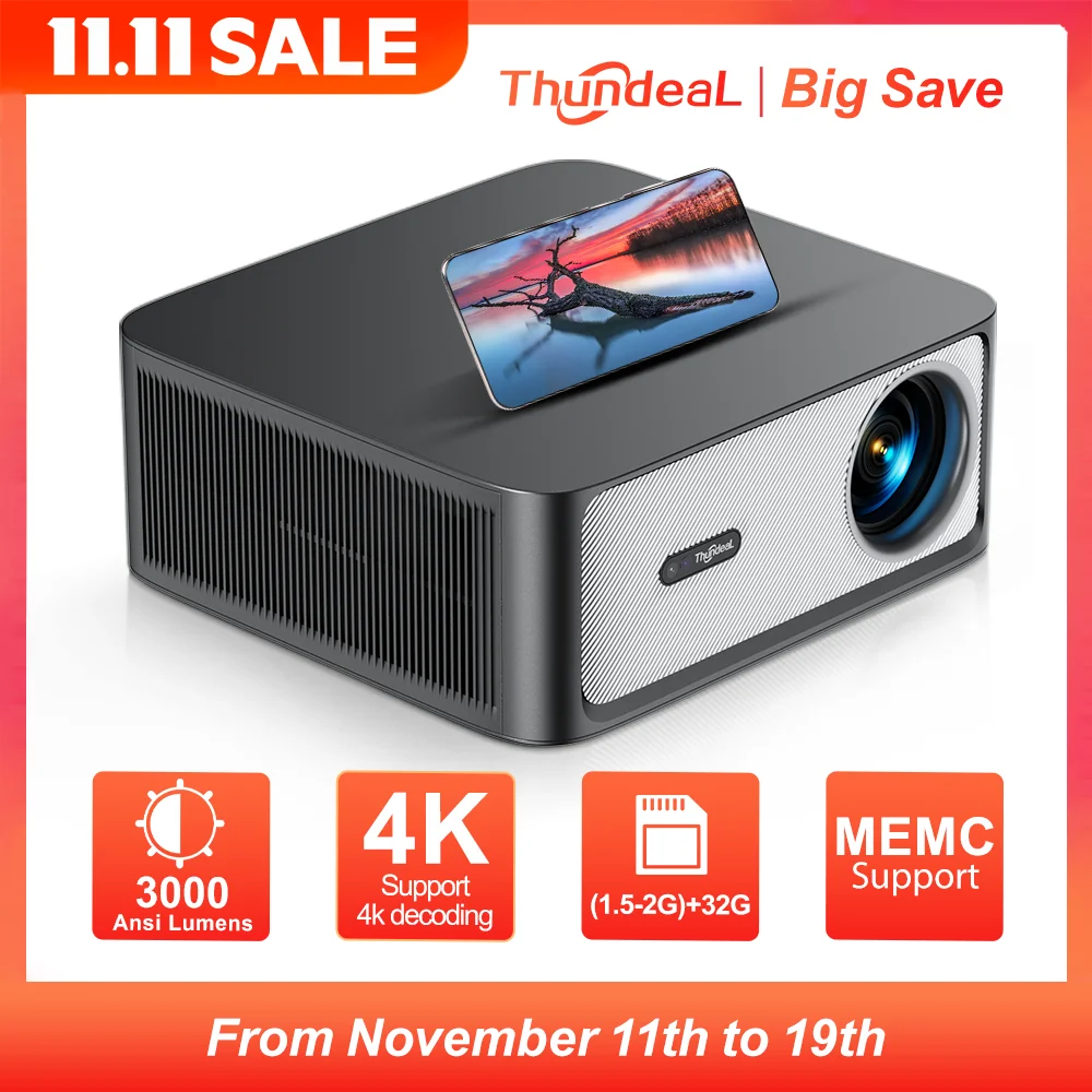 ThundeaL 1080P Projector WiFi Full HD Projector TD98Pro Android 4K Video Movie  TD98 Pro Smart TV Phone Home Theater Cinema Beam