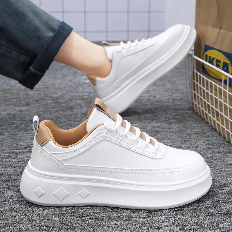 2025 High Quality Men Sports Shoes Leather Platform Casual Shoes for Men Comfortable Breathable Light Walking Heightening Shoes