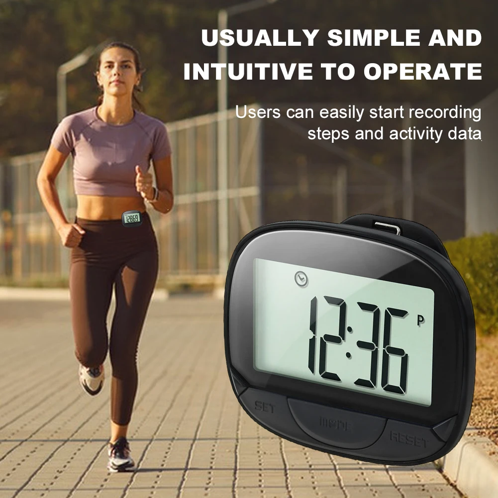 عداد الخطى بمشبك، عداد الخطوات، شاشة رقمية، عداد الخطى الإلكتروني، شاشة كبيرة متعددة الوظائف للبالغين وكبار السن #4