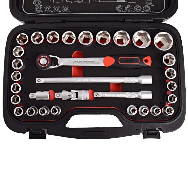 31 Piece 1/2 Inch Drive Ratchet Wrench Socket Set with Extension Bar Professional Auto Repair Tool Kit for Car Maintenance