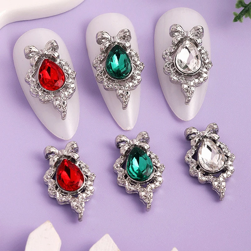 

10PCS 3D Luxury Alloy Bow Nail Art Rhinestone Charms Jewelry Parts Accessories For Nails Decoration Manicure Supplies Material