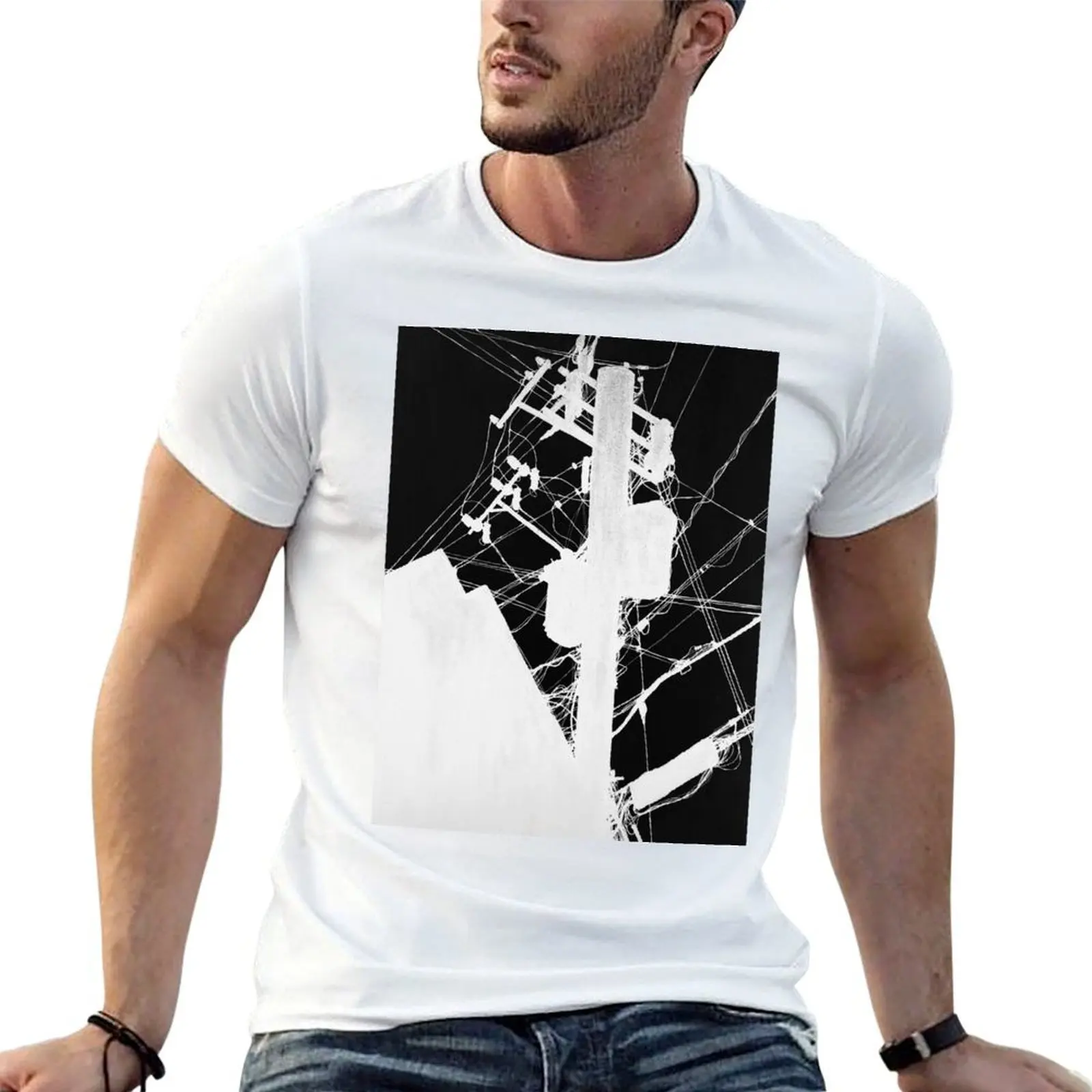 Power Lines Negative T-Shirt summer top summer 2026 men workout shirt