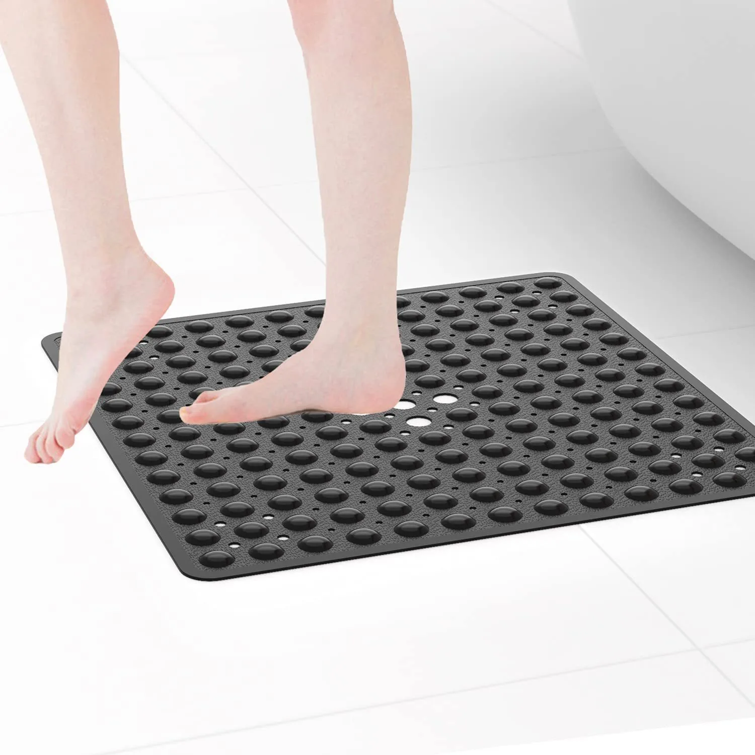 Square Bathroom Non-slip Mildew Mroof Waterproof Soft PVC Shower Foot Massage Floor Rug Bathtub Carpet With Suction Cup Pad