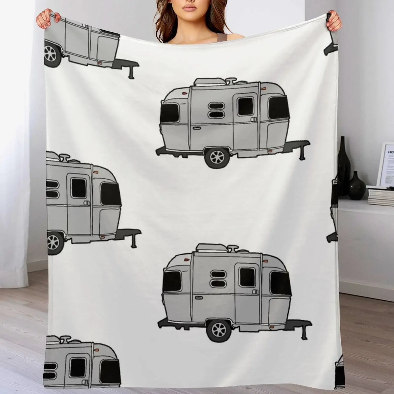 

Small airstream camper rv trendy cute aesthetic Throw Blanket Thin Soft Plaid Decorative Throw Beautifuls Blankets