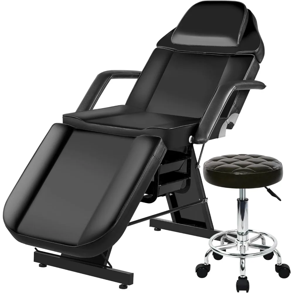 Tattoo Facial Chair for Client, Lash Massage Facial Bed for Esthetician with Extended Head & Hydraulic Stool,Tattoo Artist Chair