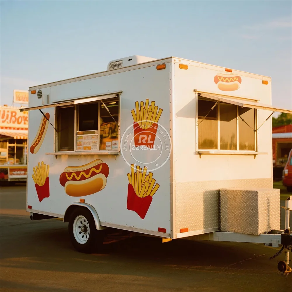 

Customized Street Mobile Fast Food Truck Trailer Fully Catering Equipment Pizza Food Cart Kiosk For Sale