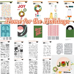 Home for the Holidays Metal Cutting Dies Clear Stamps Stencil For DIY Scrapbook Craft Decoration Embossing Template Supplies