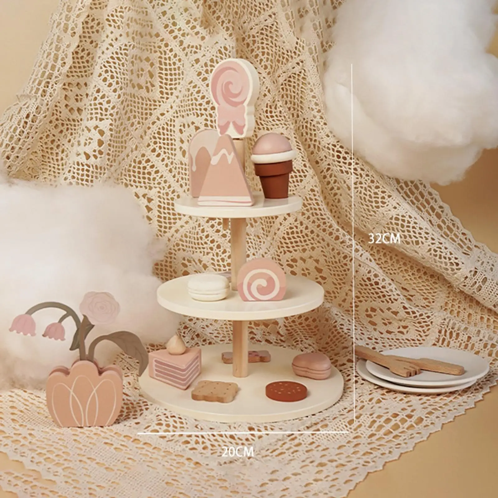 Little Girls Tea Party Set Dessert Playset Kitchen Toys Snack Toy for Gifts