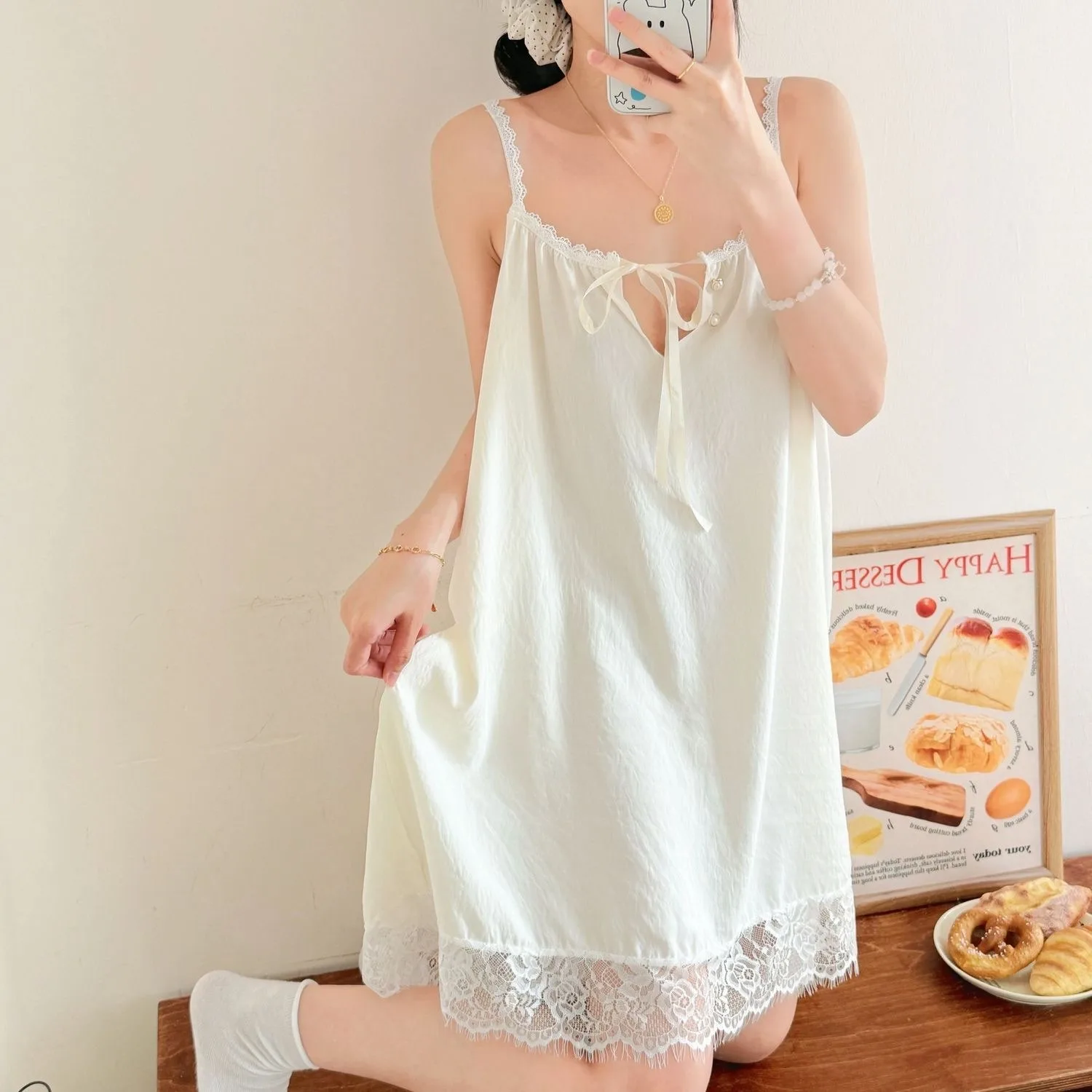 plus Size Lace Splice Summer Dress Women's Loose Fit Short Skirt Korean Style High Waist Cotton Blend Casual Wear Sleeveless