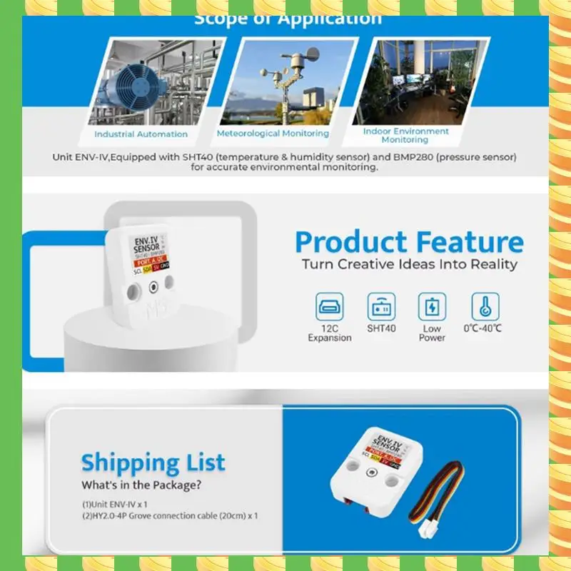 

AB53 ENV IV Сенсорный блок с датчиком температуры и влажности воздуха SHT40 + BMP280 Датчик температуры и влажности окружающей среды