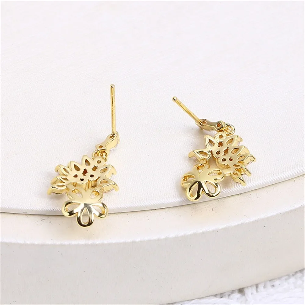 Gold Plated Pearl Earring Settings, DIY Jewelry Making Supplies, Blank Ear Stud Bases for Handmade Accessories, 1pair No Pearl