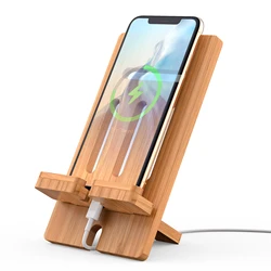 Desktop Bamboo Mobile Phone Stand Charging Tablet Stand Base Practical Wooden Lazy Person Stand