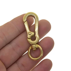 solid brass 2.15 inch snap spring load carabiner hook quick release with Swivel O ring outdoor EDC clasp DIY Keychains keyrings