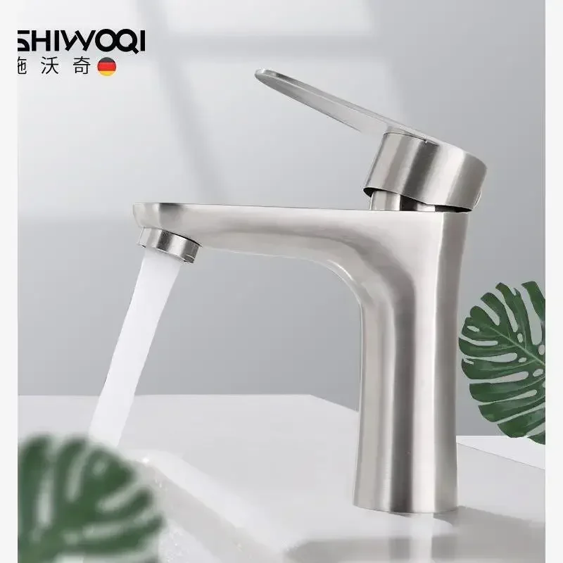 

304 stainless steel faucet single cold washbasin household toilet hand washbasin hot and cold bathroom cabinet faucet