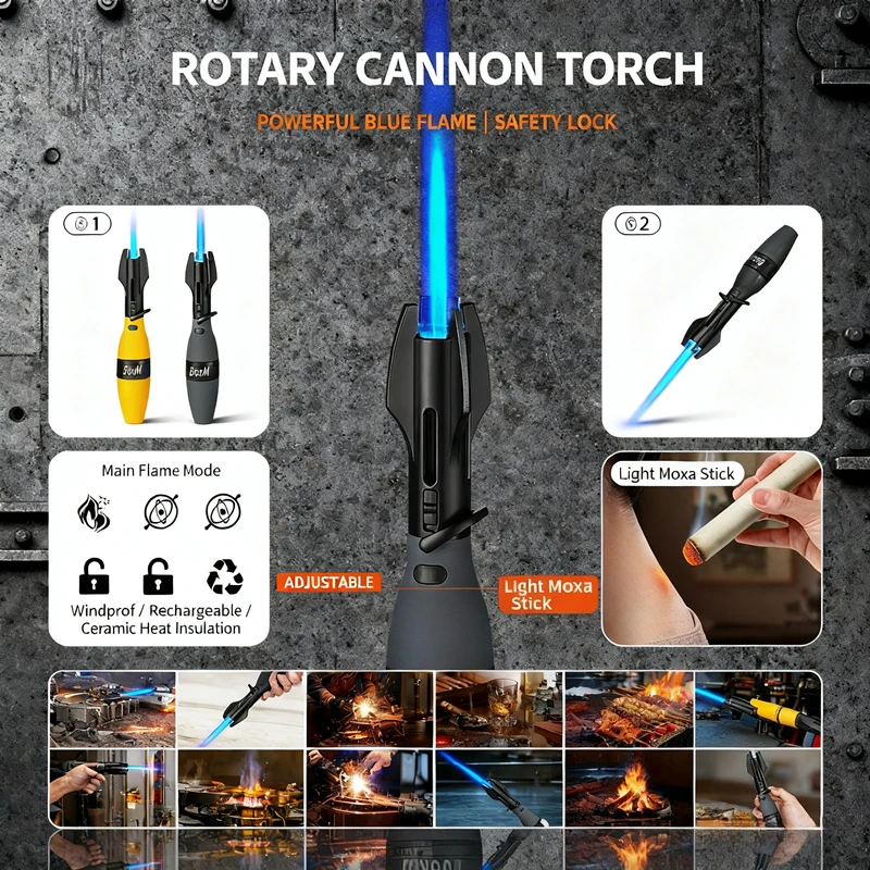 

Sophisticated Spray Gun Lighter Refillable Ergonomic Ignition Tool, Premium Gift for Cigar & Outdoor Lovers Cigarette accessory