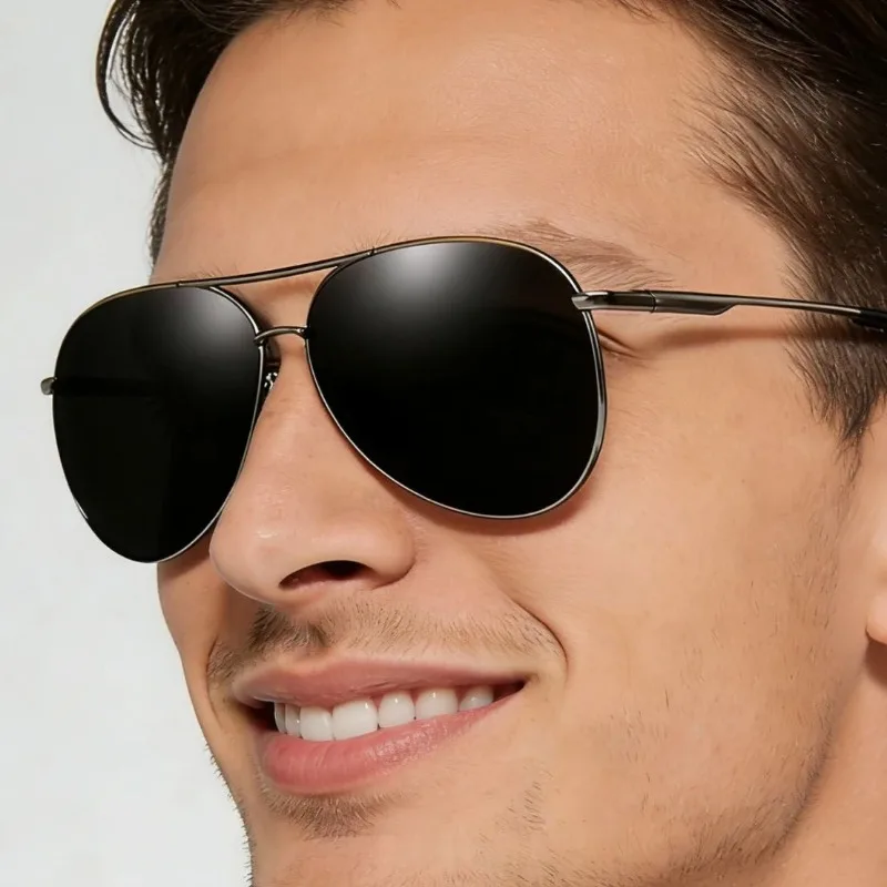 New Aviation Frame Polarized Sunglasses Men Luxury Brand Sun Glasses  Pilot Male Day Night Vision Driving Eyewear UV400