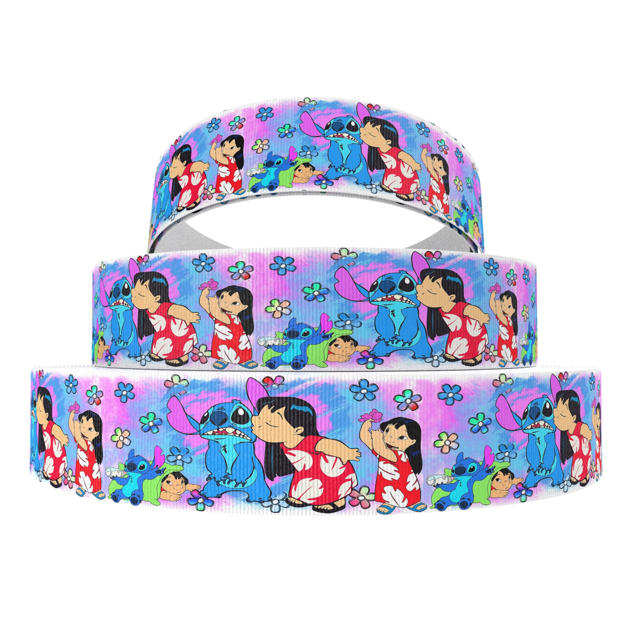 5yards Disney Lilo And Stitch Grosgrain Ribbon Fabric Gift Wrapping DIY Sewing Wrapping Art Sewing Bow-Knot Crafts Home Packing