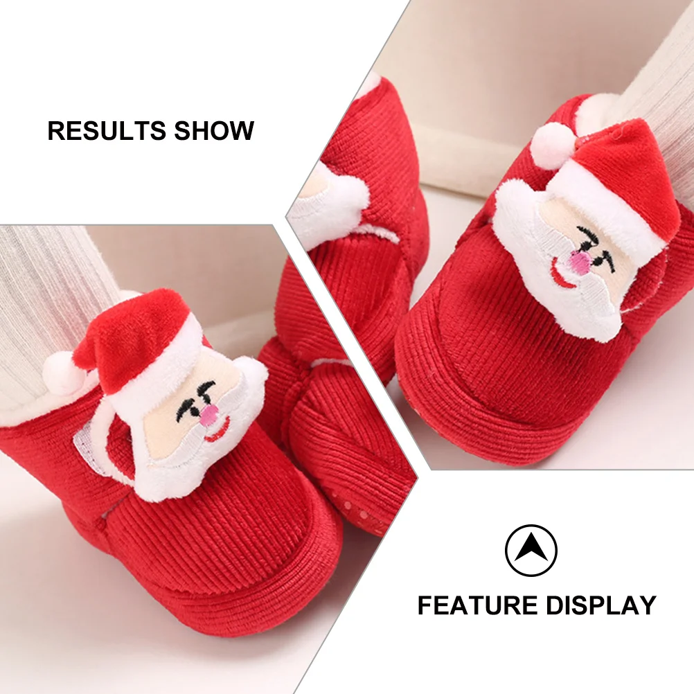1 زوج الرضع Prewalker أحذية لينة القطن الطفل الجوارب سانتا كلوز تصميم عدم الانزلاق الدافئة طفل الأحذية الدافئة حذاء طفل